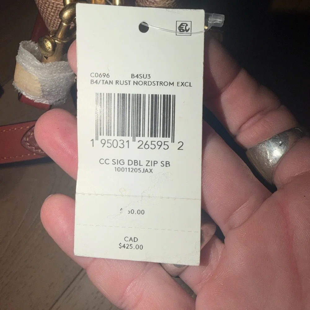 New With Tags Coach Signature Brown Double Zipper Crossbody Bag - Picture 4 of 7